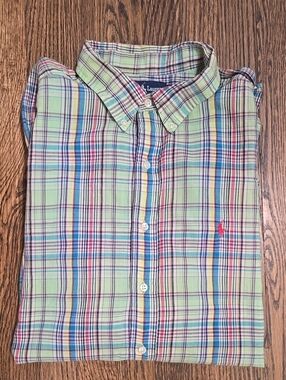 POLO Ralph Lauren BLAKE Lightweight  Green Multicolor Plaid Button-Down Shirt